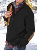 Men's Casual Solid Color Zipper Loose Pullover Sweatshirt