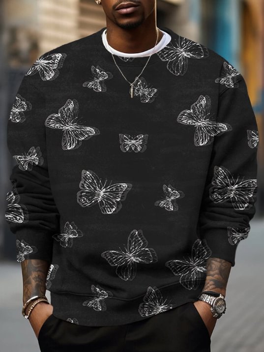 Men's Butterflies Pattern Casual Sweatshirt