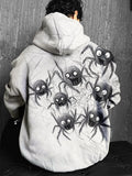 Men's Sketch Dark Horror Spider Art Print Hooded Sweatshirt