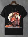 Men's Japanese Frog Warrior Art Print Cotton Casual T-Shirt