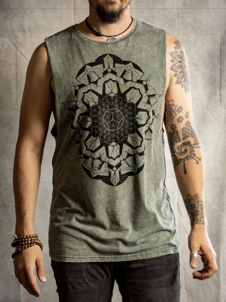 Men's Mysterious Tribal Geometric Patterns Print Tank Top
