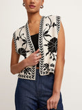 Women's Vintage Floral Pattern Knitted Vest