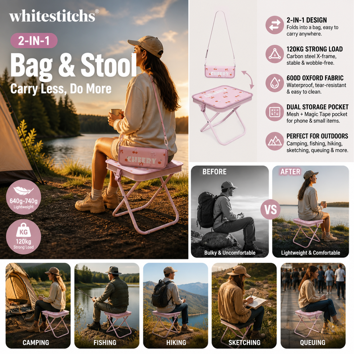 🔥2-in-1 Outdoor Folding Chair & Bag