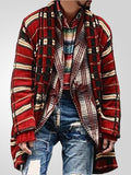 Men's Plaid Print Open Front Mid-Length Knit Cardigan