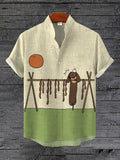 Men's Funny Dachshund Dog Illustration Print Casual Shirt