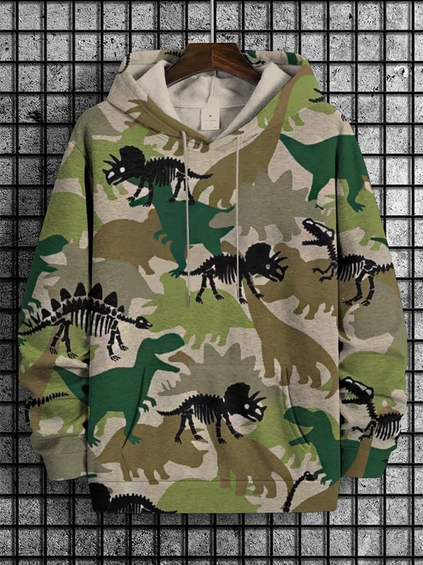 Men's Dinosaur Camouflage Print Casual Hoodie