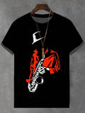 Men's Retro Art Saxophone Music Print Casual T-Shirt