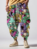 Men's Graffiti Skull Street Art Print Loose Drawstring Waist Sweatpants