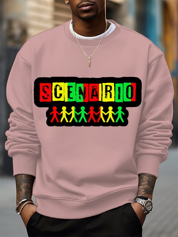 Men's Scenario Hip-Hop Music Pattern Print Cotton Casual Sweatshirt