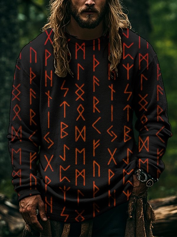 Men's Mythical Viking Runes Print Casual Sweatshirt
