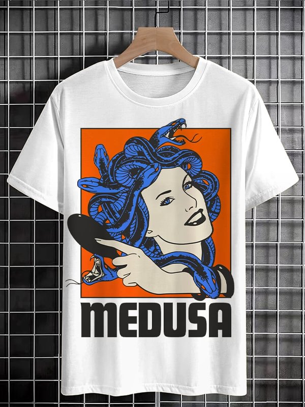 Men's Medusa Illustration Art Print Cotton Casual T-Shirt