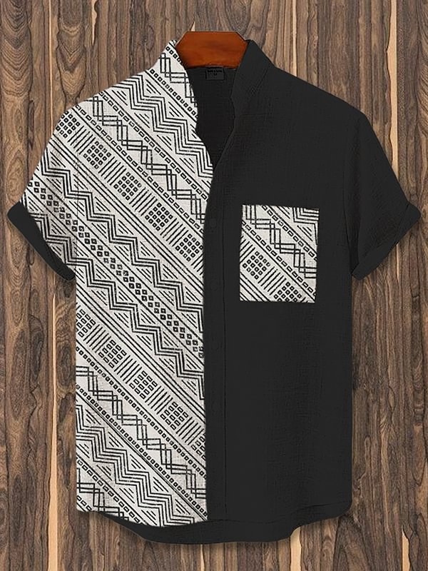 Men's African Ethnic Pattern Art Print Casual Shirt