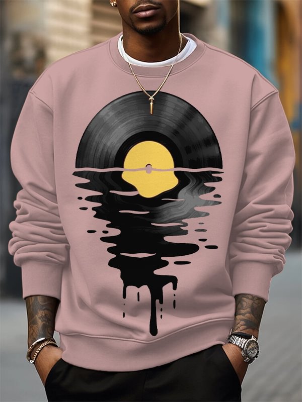 Men's Record Reflections in Water Print Cotton Casual Sweatshirt