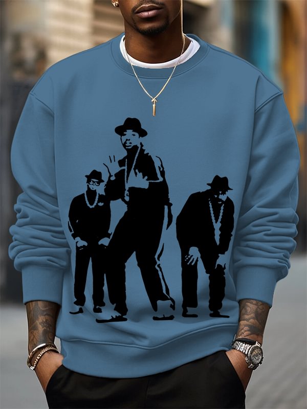 Men's 80s Hip Hop Art Print Cotton Casual Sweatshirt
