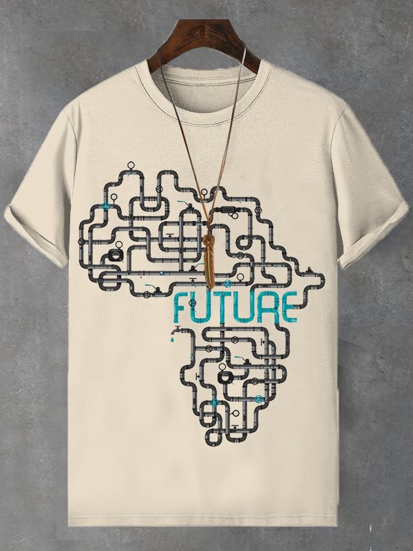 Men's Protecting African Future Map Art Print Cotton Casual T-Shirt