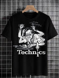 Men's Technics Music DJ Fun Art Print Cotton Casual T-Shirt