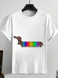 Men's Fun Dachshund Graphic Print Cotton Casual T-Shirt