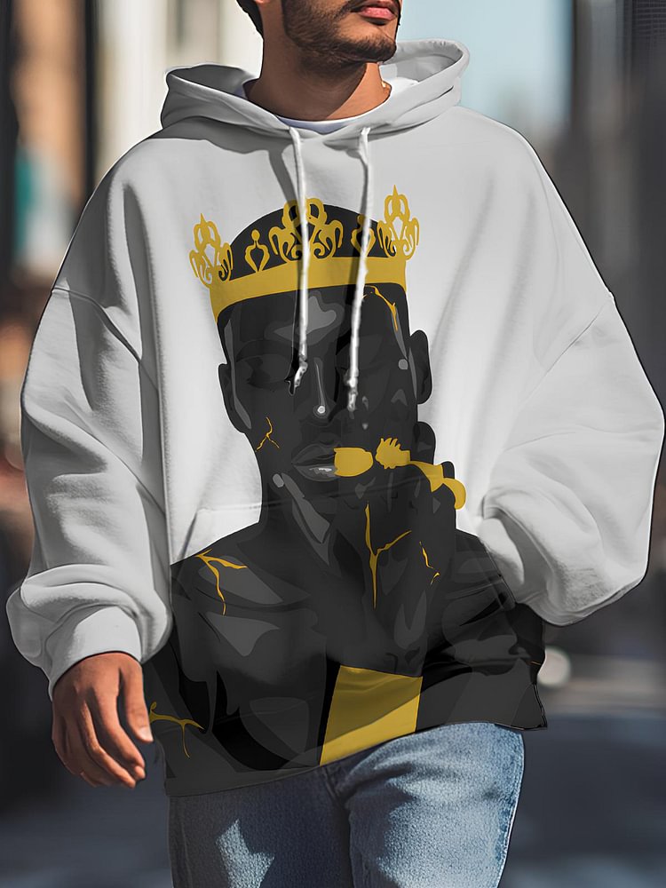 Men's King Black Gold Art Print Hooded Sweatshirt