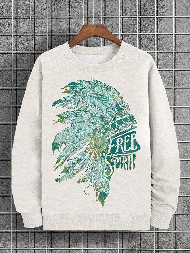 Men's Wild Soul Indians Print Cotton Casual Sweatshirt