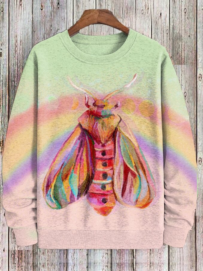 Men's Hippie Art Cicada Graphic Print Casual Sweatshirt