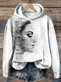 Women's Music Sheet Woman Profile Silhouette Print Hooded Sweatshirt