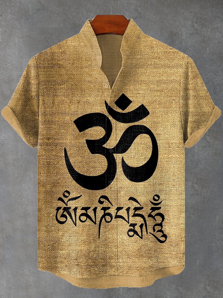 Men's Om Mani Padme Hum Art Print Casual Shirt
