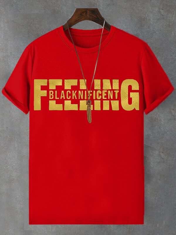 Men's Blacknificent Feeling Print Cotton Casual T-Shirt