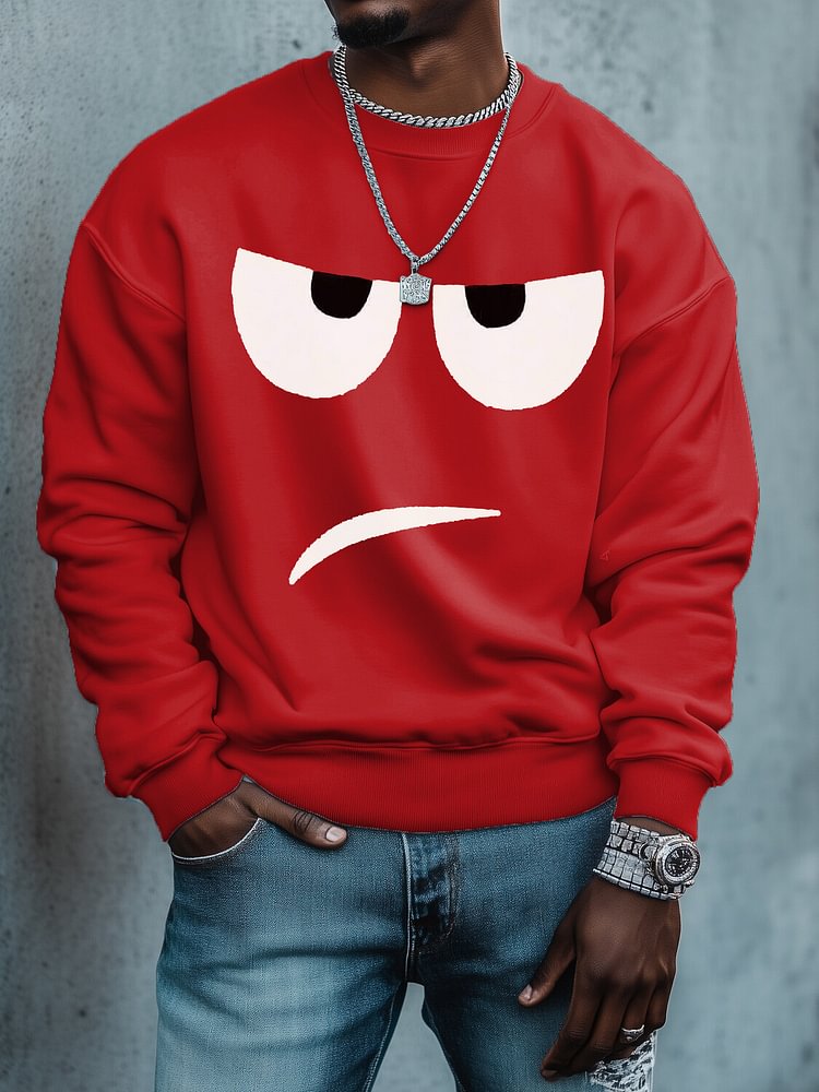 Men's Funny Cartoon Emoticons Print Cotton Casual Sweatshirt