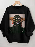 Women's Beautiful Braids And Nails Print Cotton Long Sleeve T-Shirt Thin Sweatshirt