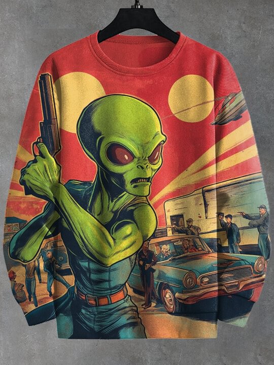 Men's Funny Alien Police Art Print Casual Sweatshirt