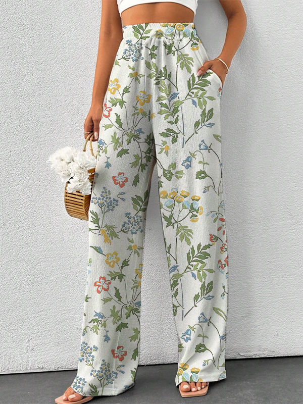 Women's Plants Herbs Flowers Art Print Casual Pants
