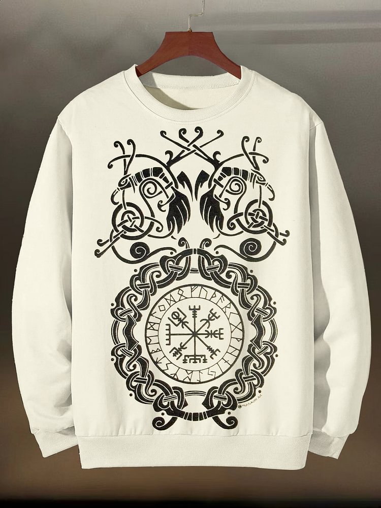 Men's Viking Vintage Totem Pattern Print Cotton Casual Sweatshirt