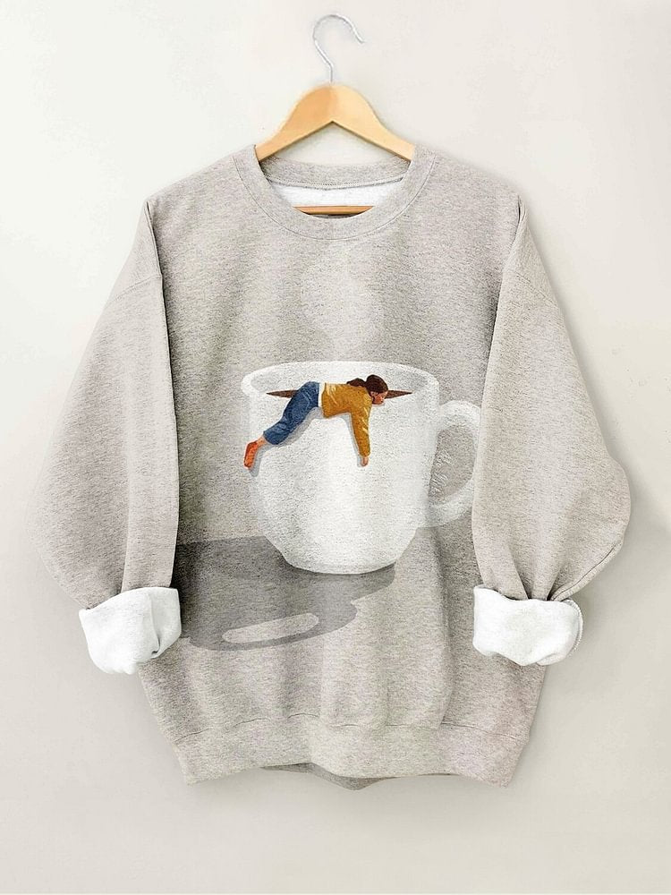 Women's Coffee Lover Art Print Cozy Sweatshirt