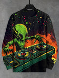 Men's Alien DJ Art Print Casual Sweatshirt