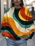 Women's Rainbow Color Block Art Print Cozy Sweatshirt