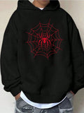Men's Spider Web Graphic Print Casual Hoodie
