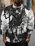 Men's Vintage Hip-hop Man Art Print Casual Sweatshirt