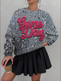 Women's Game Day Sparkly Pattern Cozy Sweatshirt