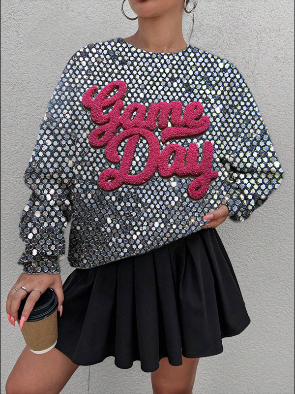Women's Game Day Sparkly Pattern Cozy Sweatshirt
