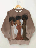 Women's Afro Hairstyle Fashion Women Art Print Casual Sweatshirt