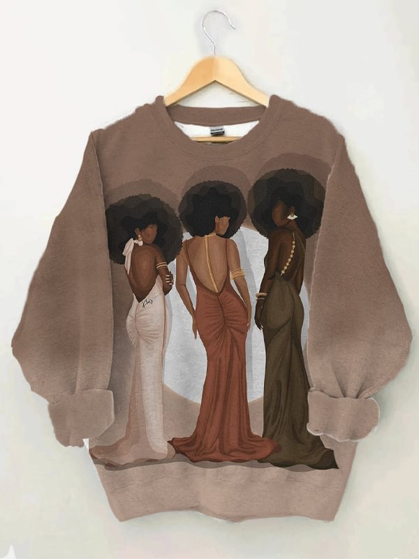 Women's Afro Hairstyle Fashion Women Art Print Casual Sweatshirt
