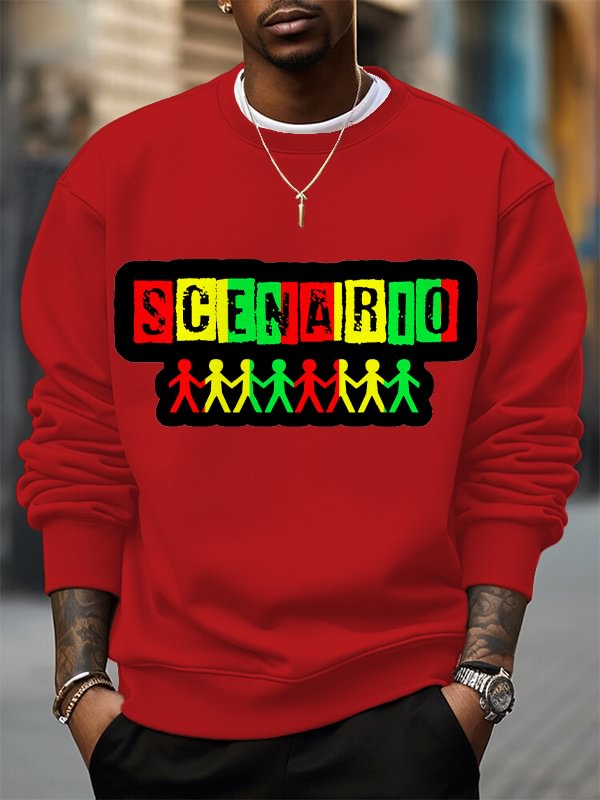 Men's Scenario Hip-Hop Music Pattern Print Cotton Casual Sweatshirt