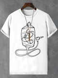 Men's Hand Drawing Music Entertainment Graphic Print Cotton Casual T-Shirt
