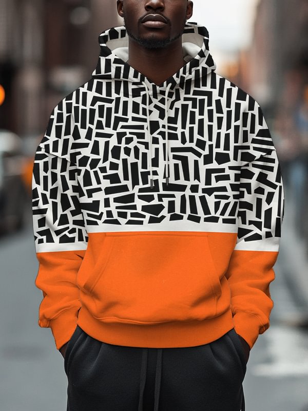 Men's Geometric Pattern Modern Art Print Casual Hoodie