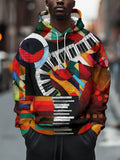 Men's Colorful Piano Keys Music Abstract Art Print Hooded Sweatshirt