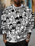 Men's Hip Hop Rapper Cartoon Art Print Casual Sweatshirt