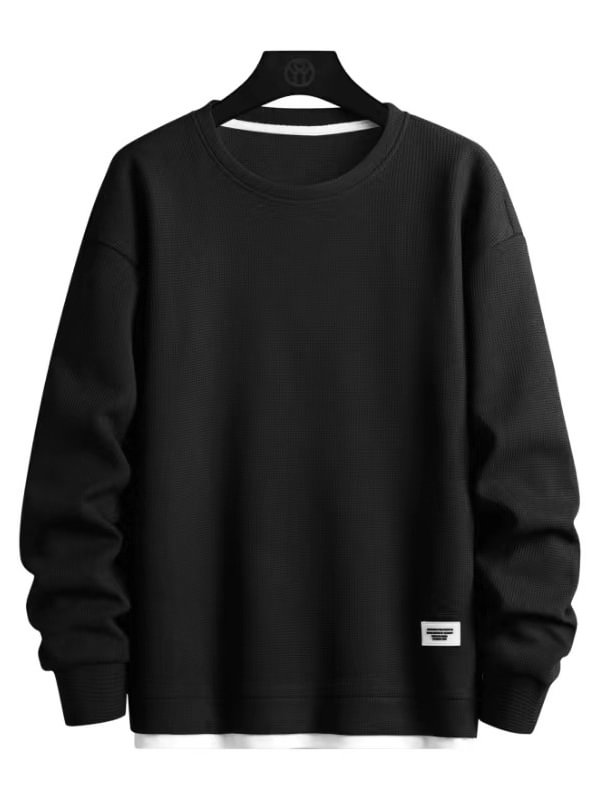 Men's Solid Color Loose Round Neck Casual Sweatshirt