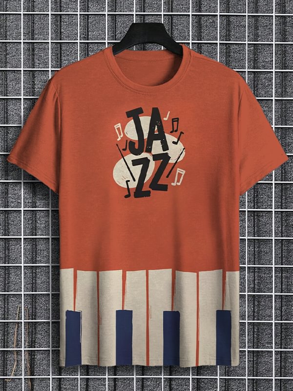 Men's Jazz Piano Key Graphic Print Casual T-Shirt