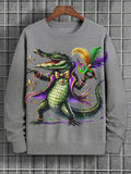 Men's Crocodile Mardi Gras Mask Art Print Casual Sweatshirt
