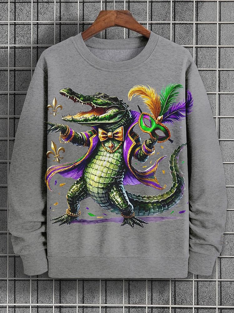 Men's Crocodile Mardi Gras Mask Art Print Casual Sweatshirt
